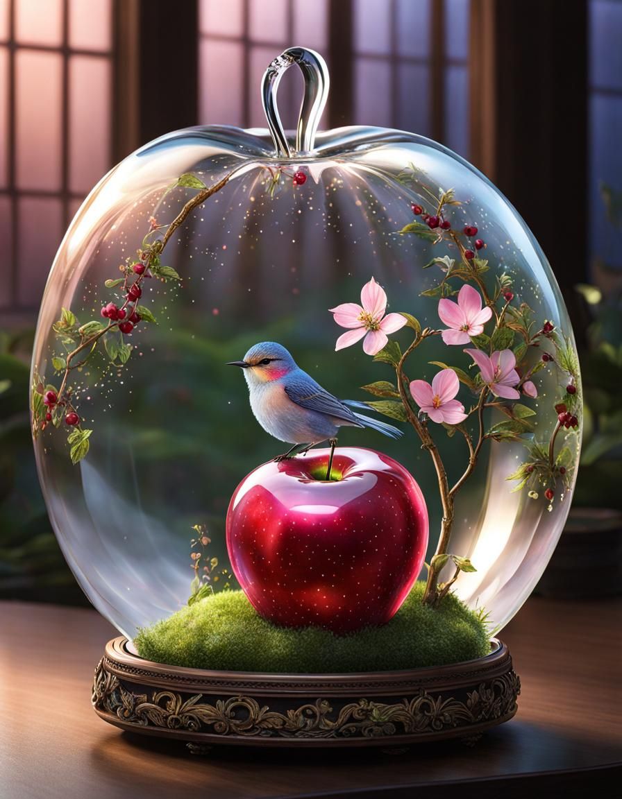 Apple glass bird