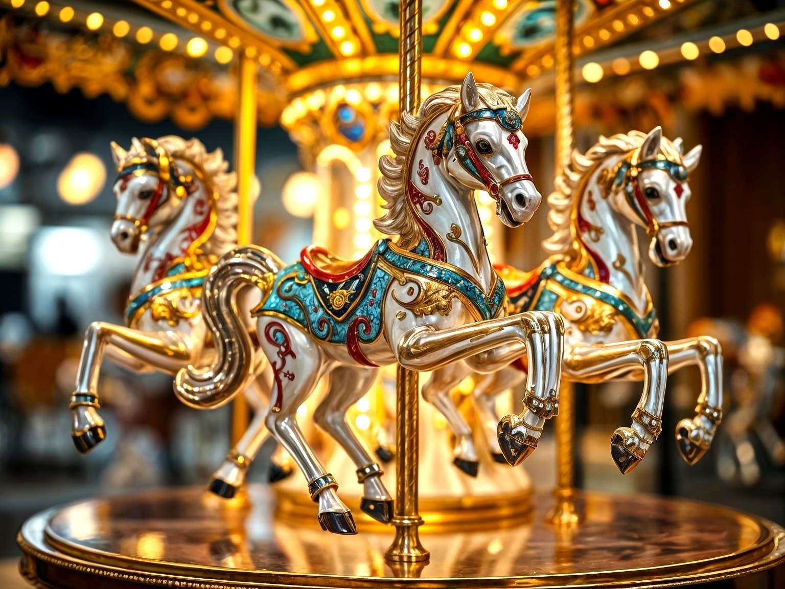 Enameled glass vintage Merry Go Round decorative horses  by @That cinema teacher