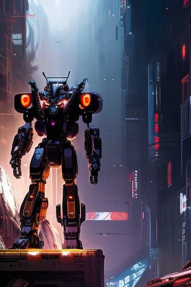 Futuristic Mechanical Fox Robot, Hyperdetailed Photorealisti...