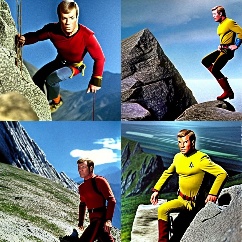 Captain Kirk is climbing a mountain.  Why is he climbing a m...
