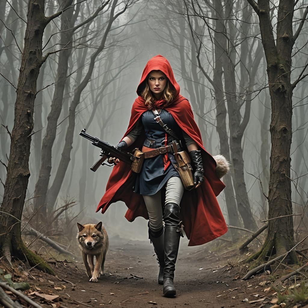 Red Riding Hood on the hunt for the big bad wolf