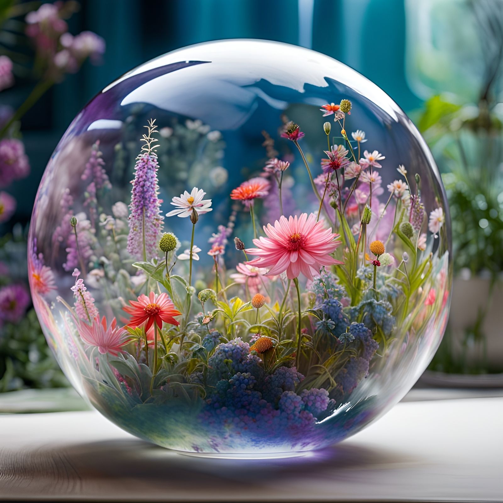 Flowerworks in glass