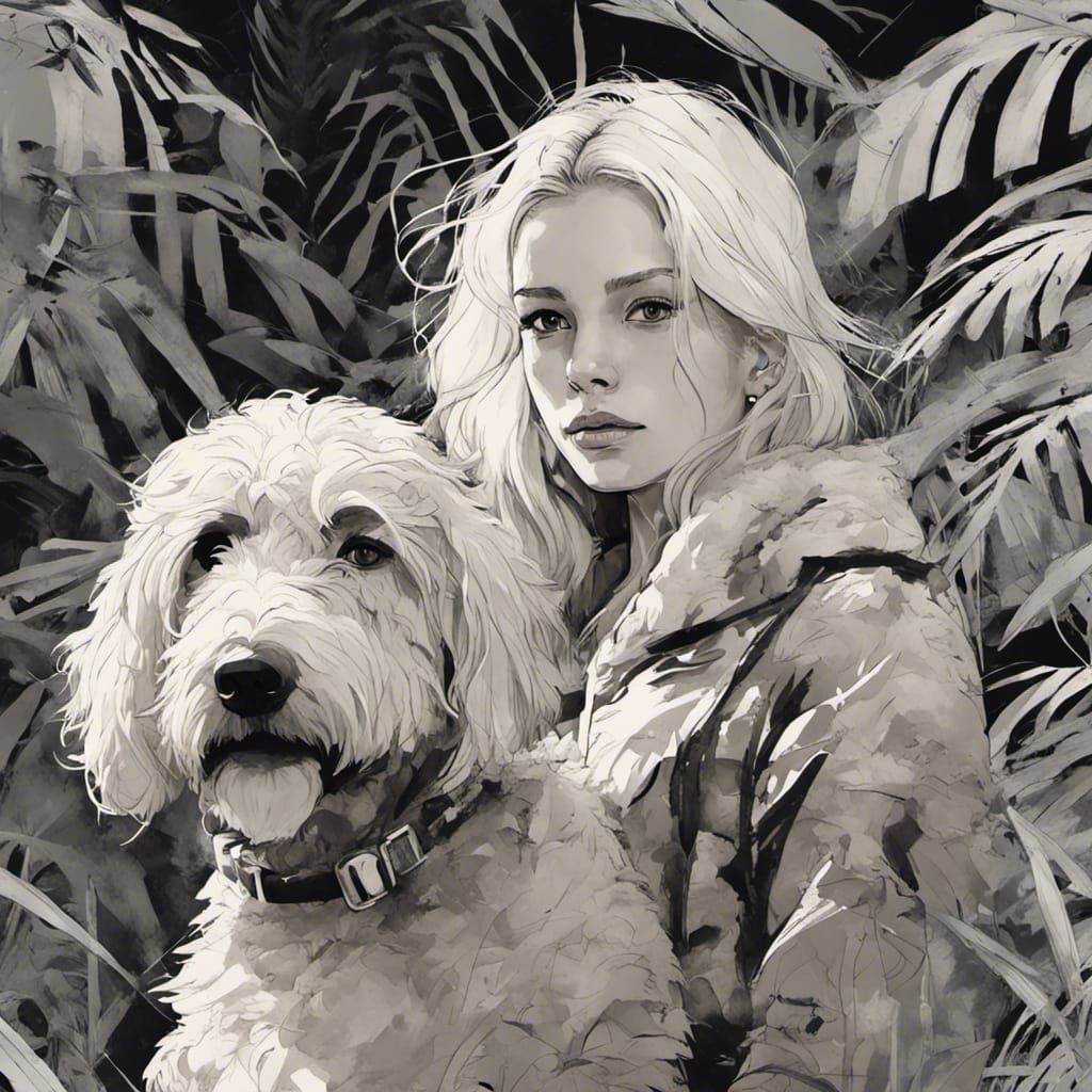 Girl with puppy