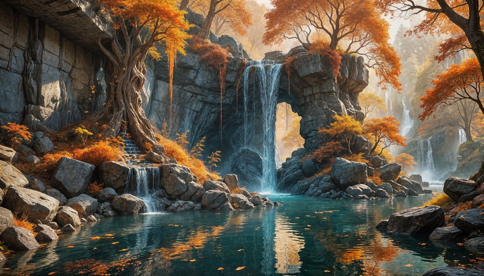 Autumn Waterfall  by @Gothic Vampire Poetry
