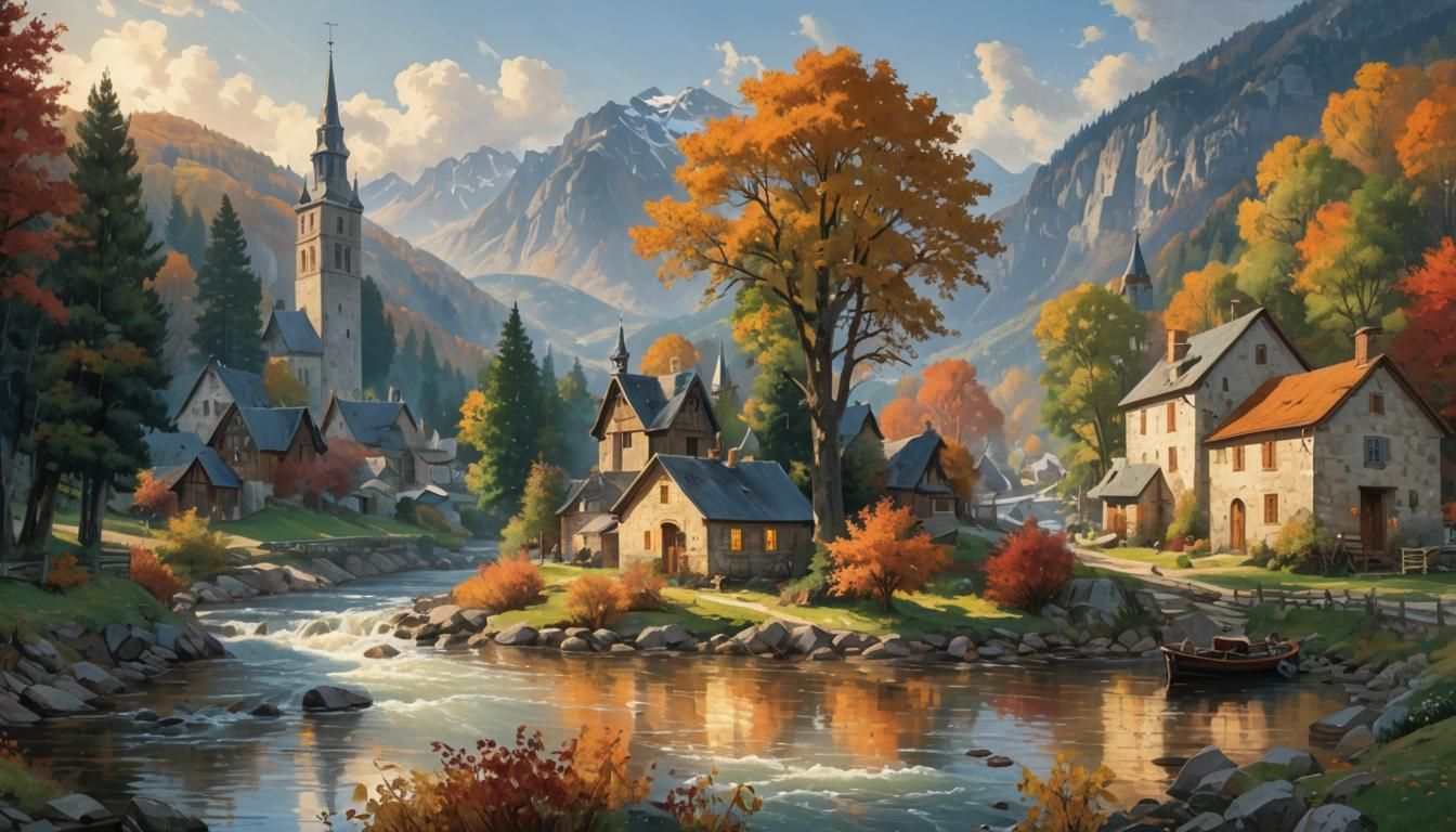 A serene village 2  by @undefined