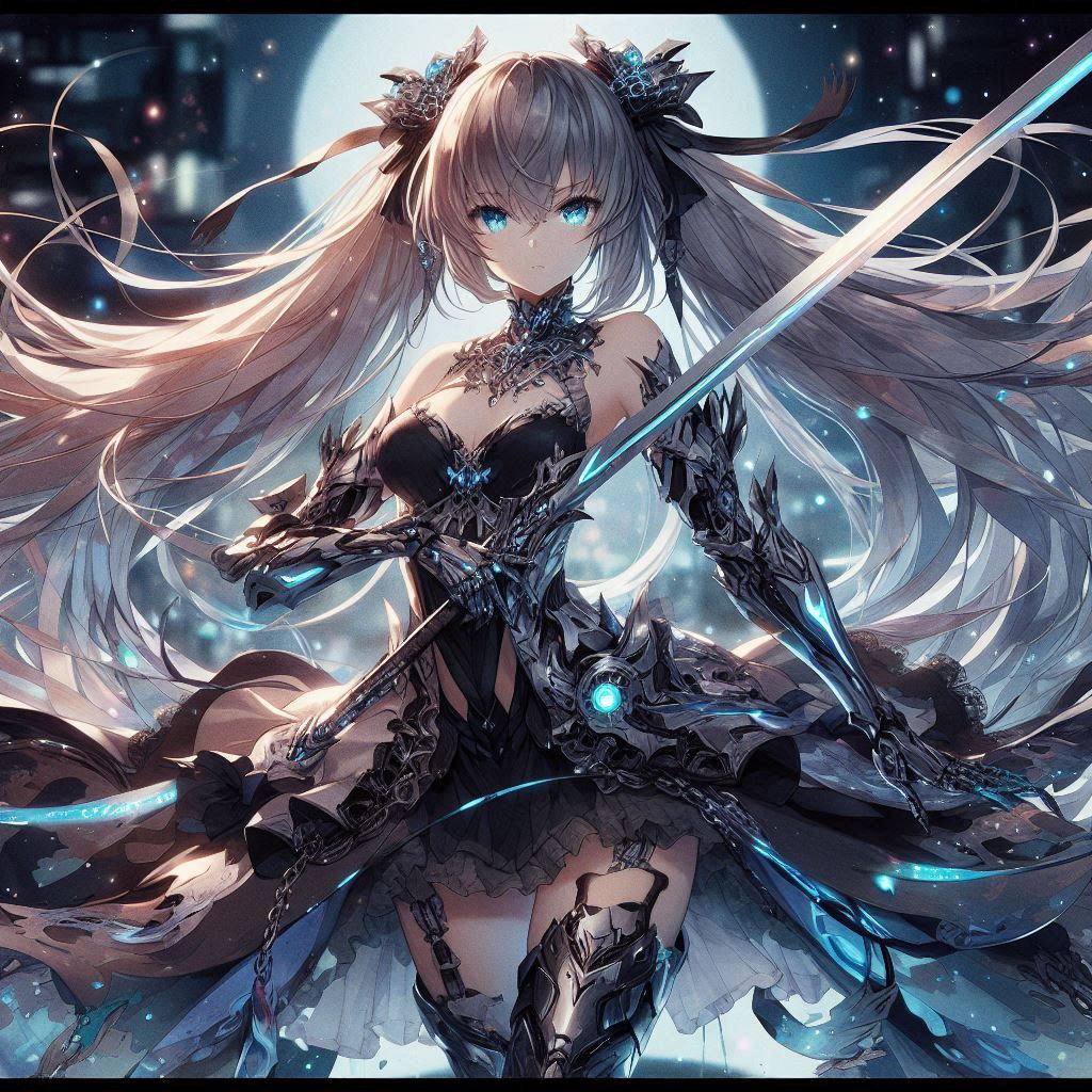 Elegant dress swordmaster anime girl