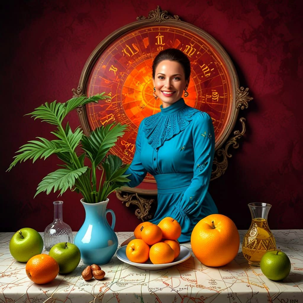 Ravishing Lady in Surreal Polychromatic Fantasy Scene