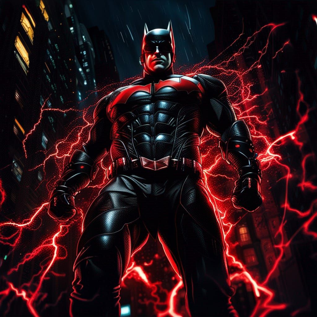 Mix between Batman and Daredevil.
Red and black suit. View f...