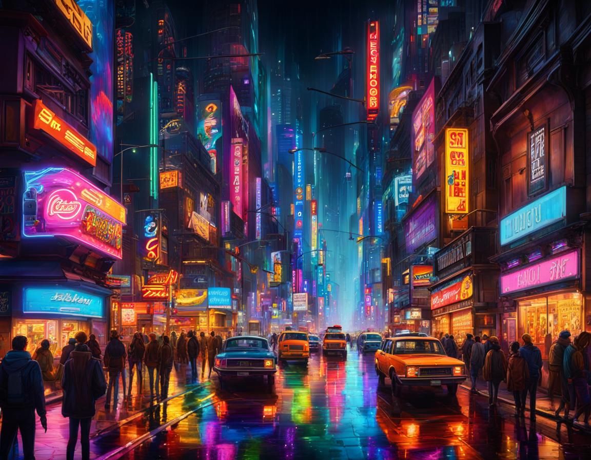 Neon City  by @Just a Dabbler