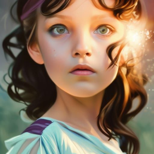 Dark Fantasy Portrait of Girl in Purple Dress