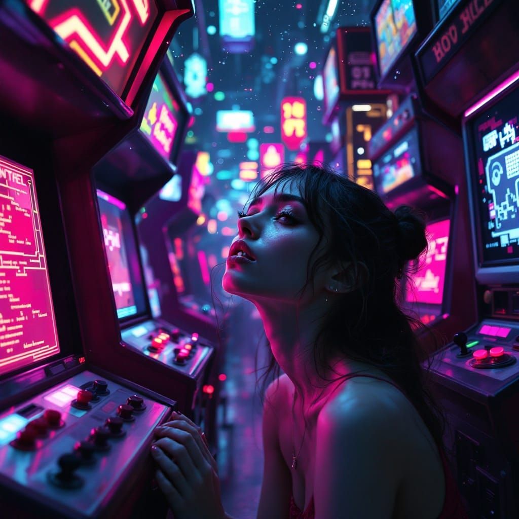 Dreamscape Arcade: Nostalgic Pop Art in Futuristic Style