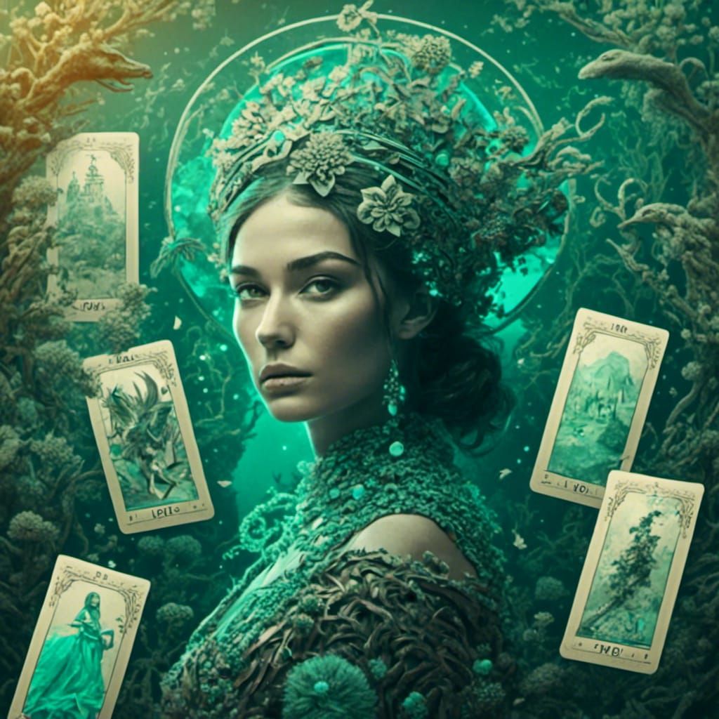 Turquoise Woman Tarot Card Logo in HDR