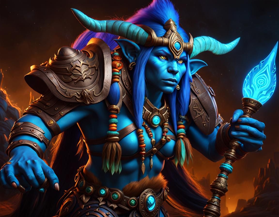 Sensual Warcraft Troll Healer in Dark Fantasy Style