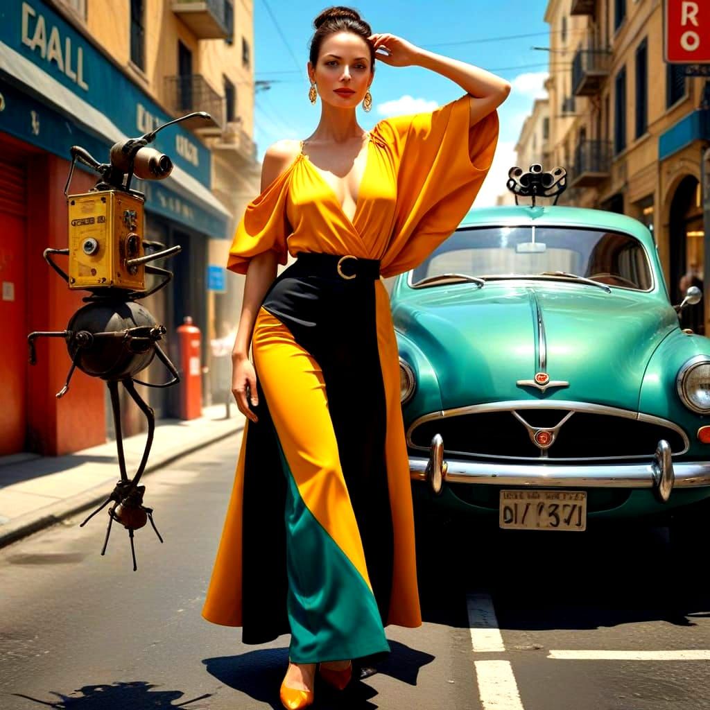 Surreal City Goddess in Hyperrealistic Portrait