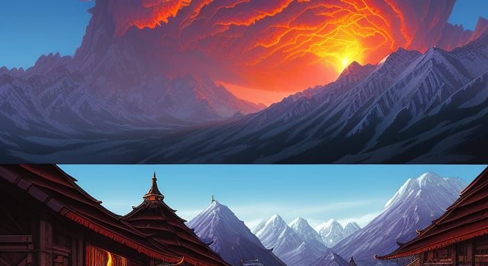 "Katmandu" epic cinematic fantasy masterpiece by Studio Ghib...