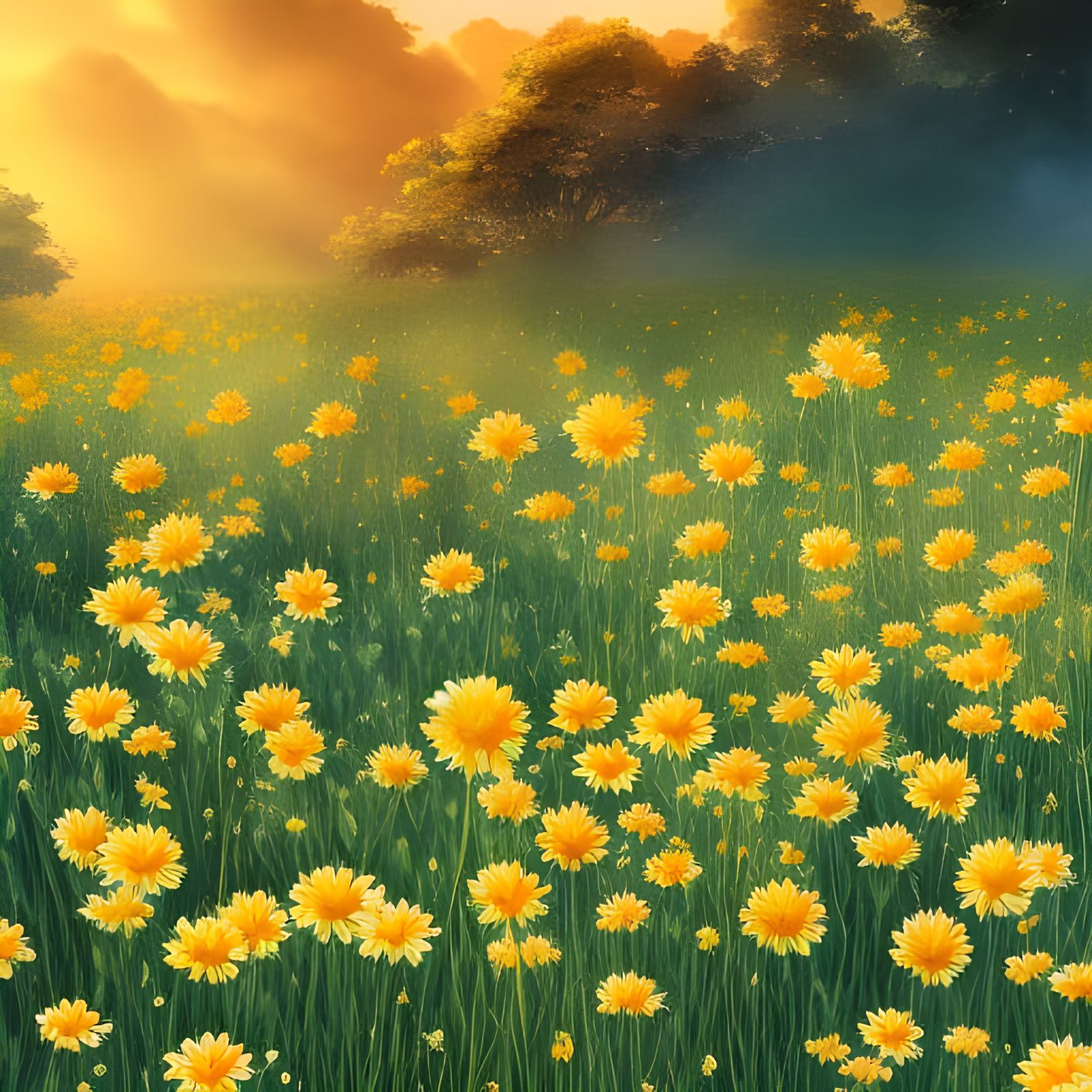 Field of yellow daisies AI Generated Artwork NightCafe Creator