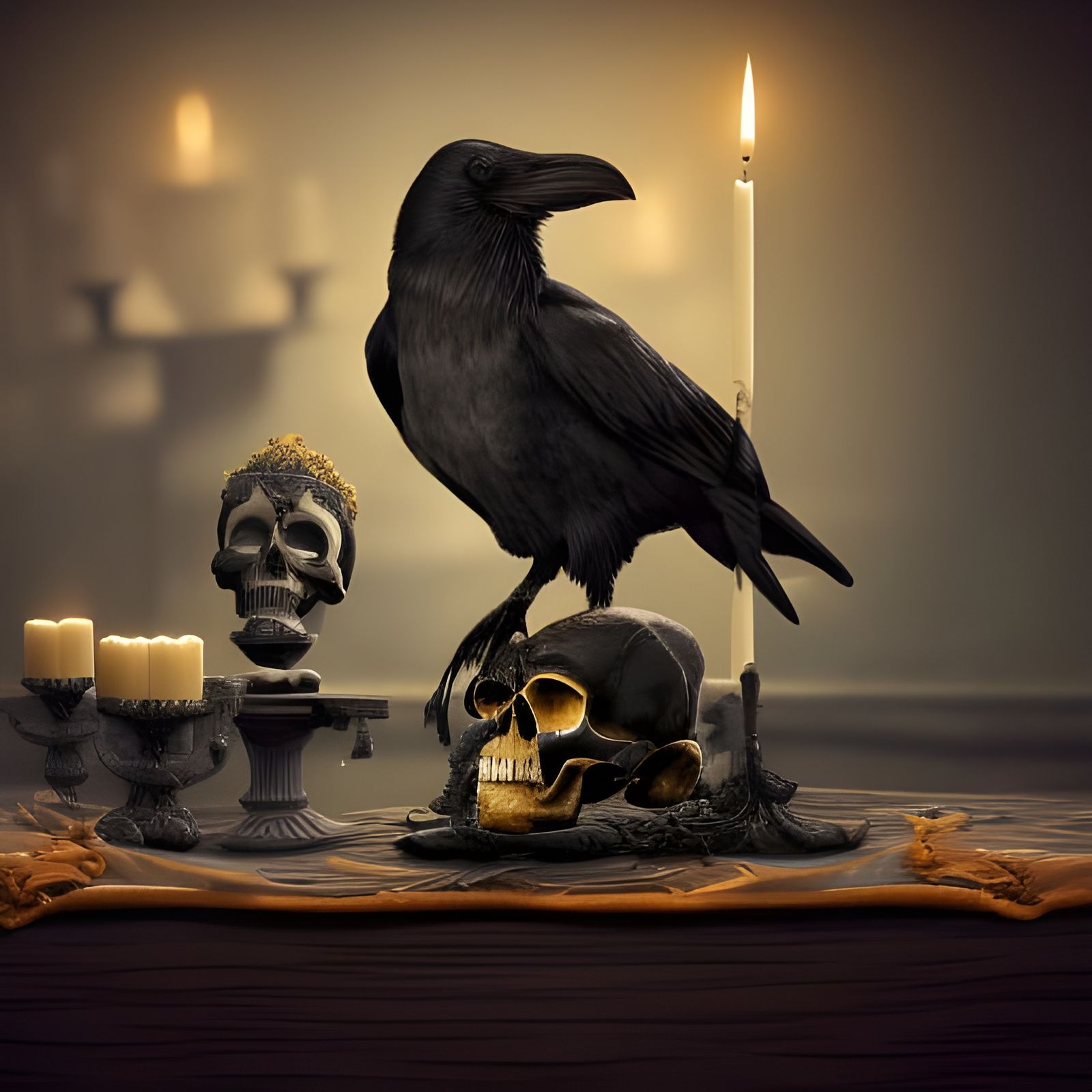 "Ghastly grim and ancient raven wandering from the Nightly shore"  by @Kleo Ginger