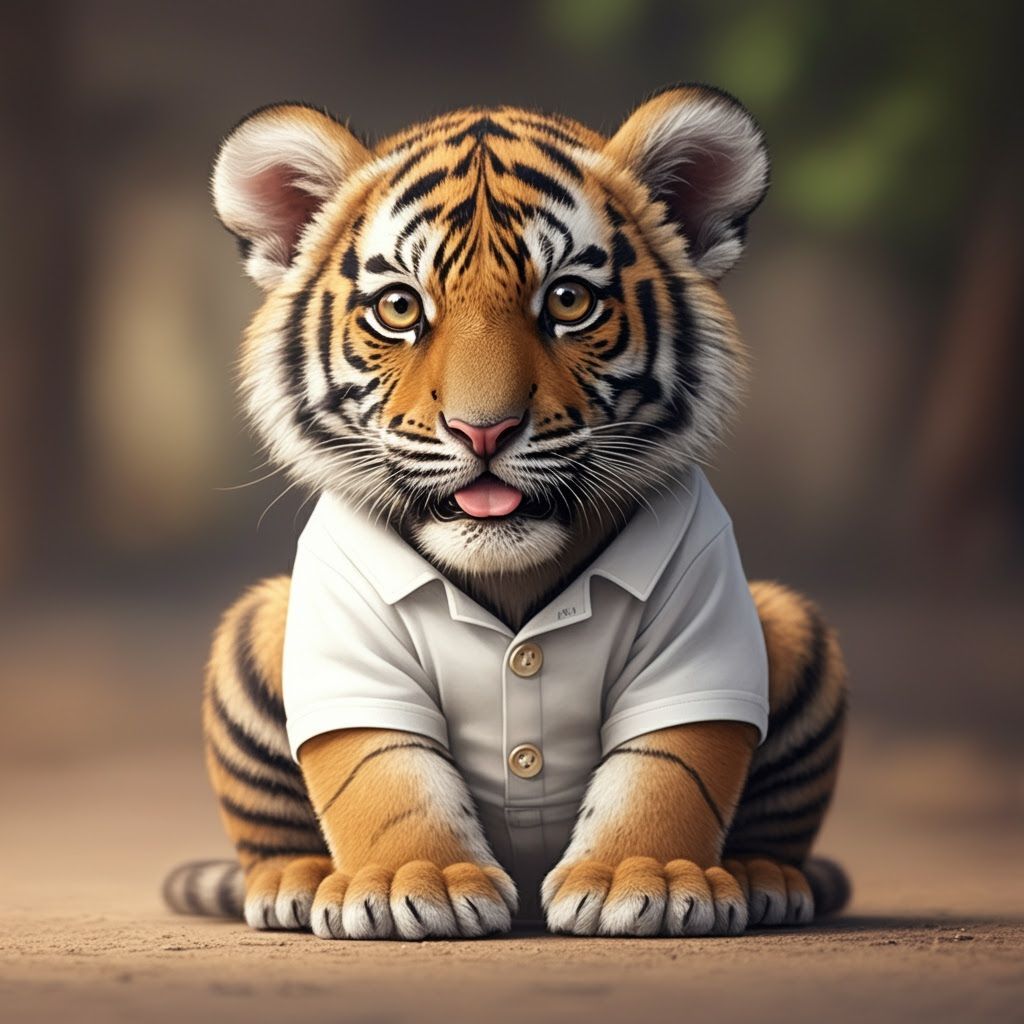 Playful Baby Tiger with Endearing Expression