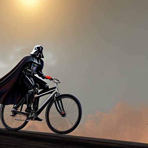 darth vader riding a bicycle AI Generated Artwork NightCafe Creator