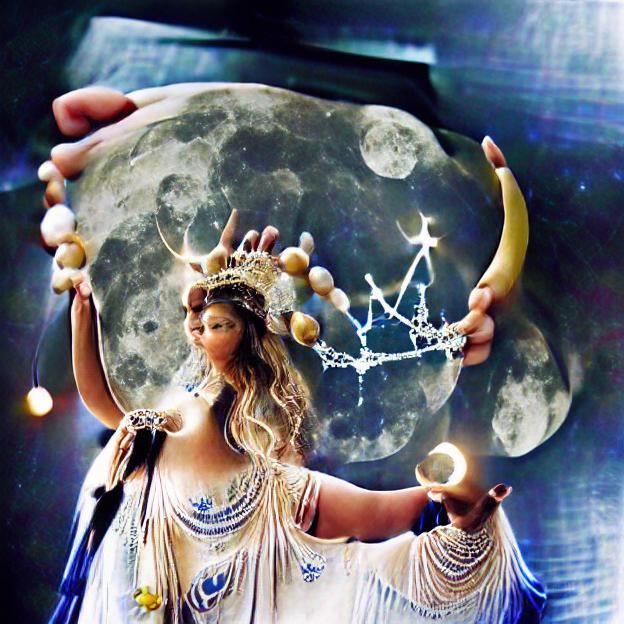 a beautiful astrology goddess holds the world in her hands, ...