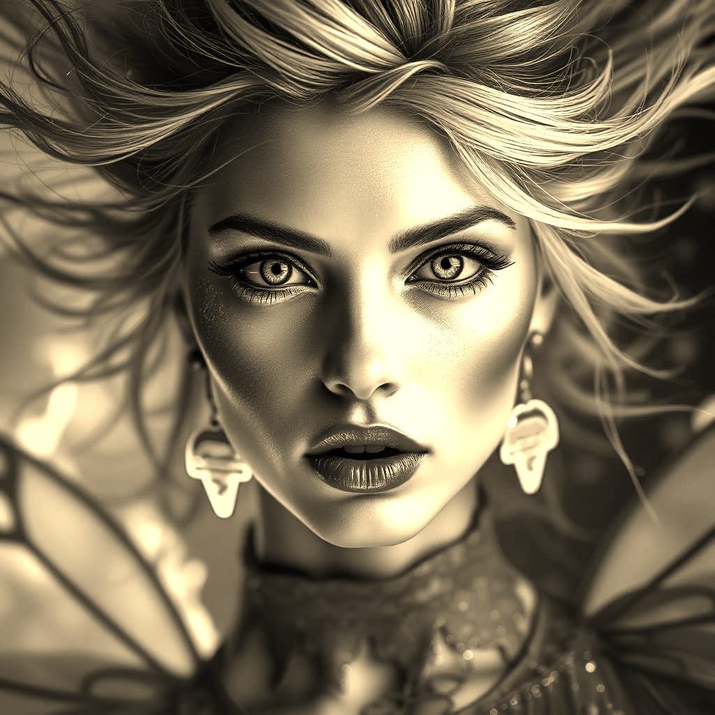 Fiery Red Fairy Portrait in Vibrant Colors