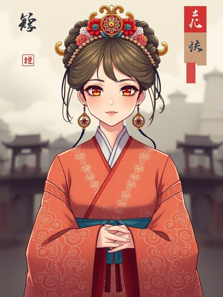 Girl in Folk Costume at Traditional Festival