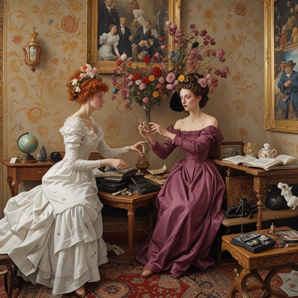 "On the small table in the entrance..."