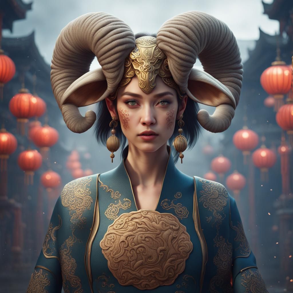 beautiful-woman-year-of-the-sheep-chinese-zodiac-collection-ai