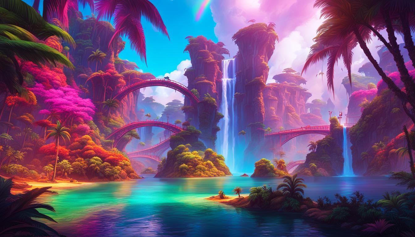 RAINBOW COLORED ,TROPICALIZTIK DREAMSCAPE  BEACHES   OF PAND...