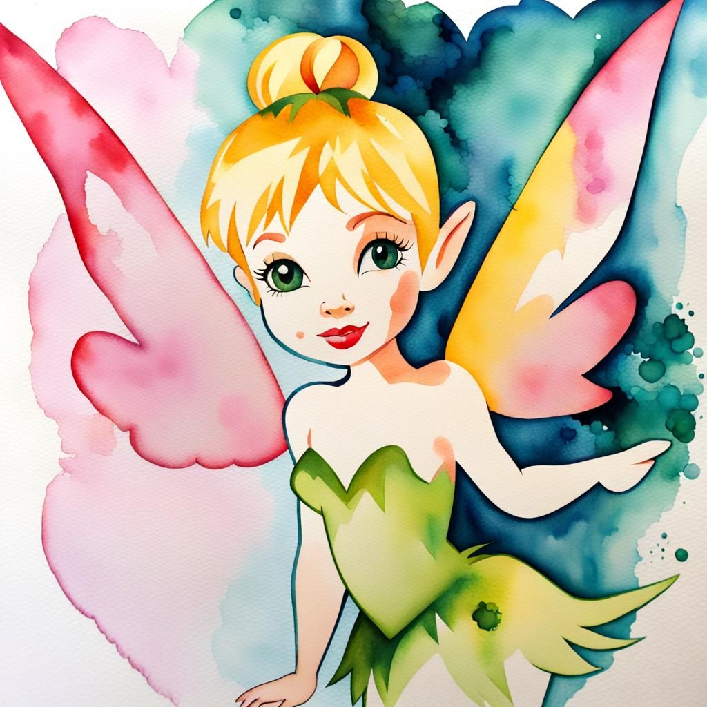 Tinkerbell / watercolor - AI Generated Artwork - NightCafe Creator