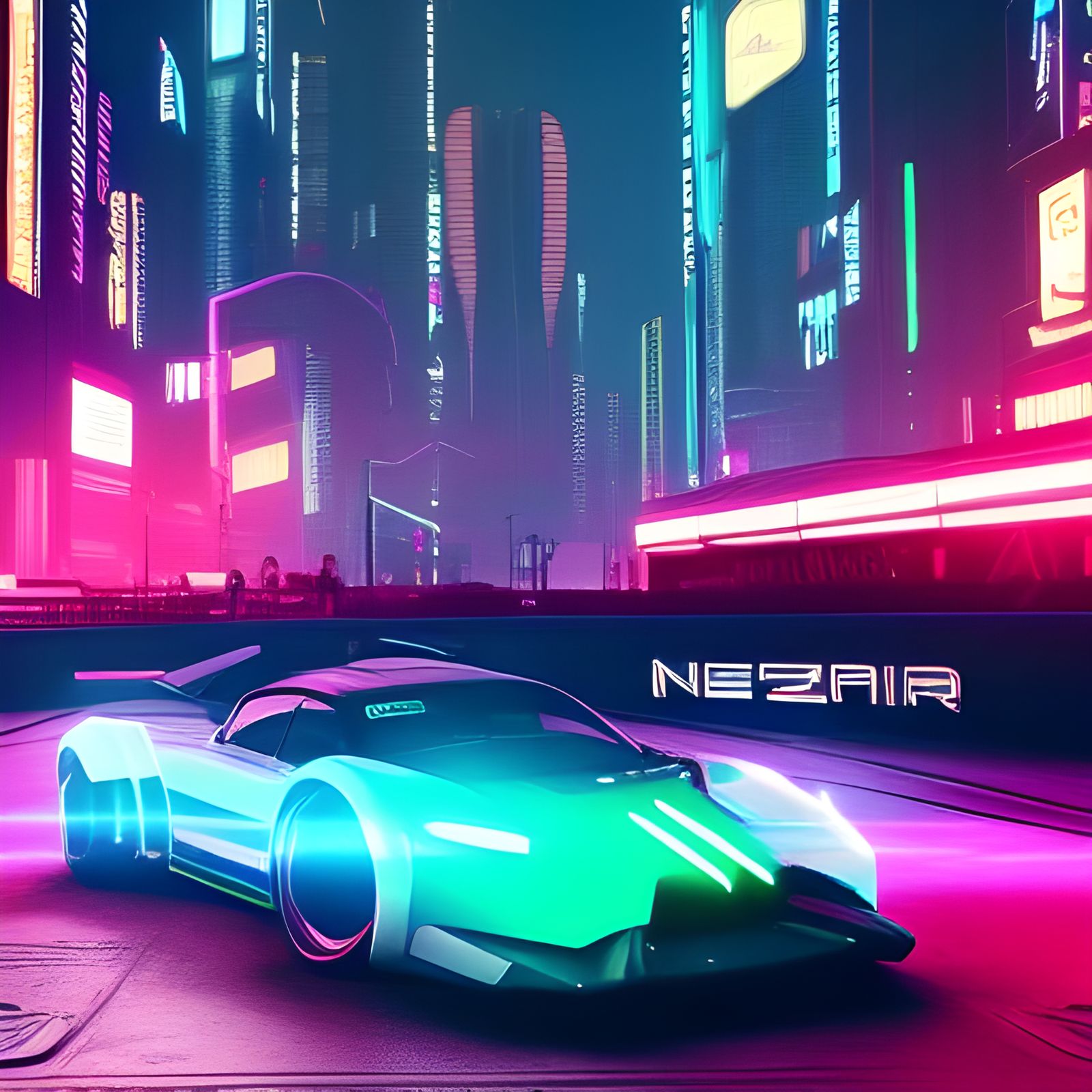 Cyberpunk super car in city street - AI Generated Artwork - NightCafe ...