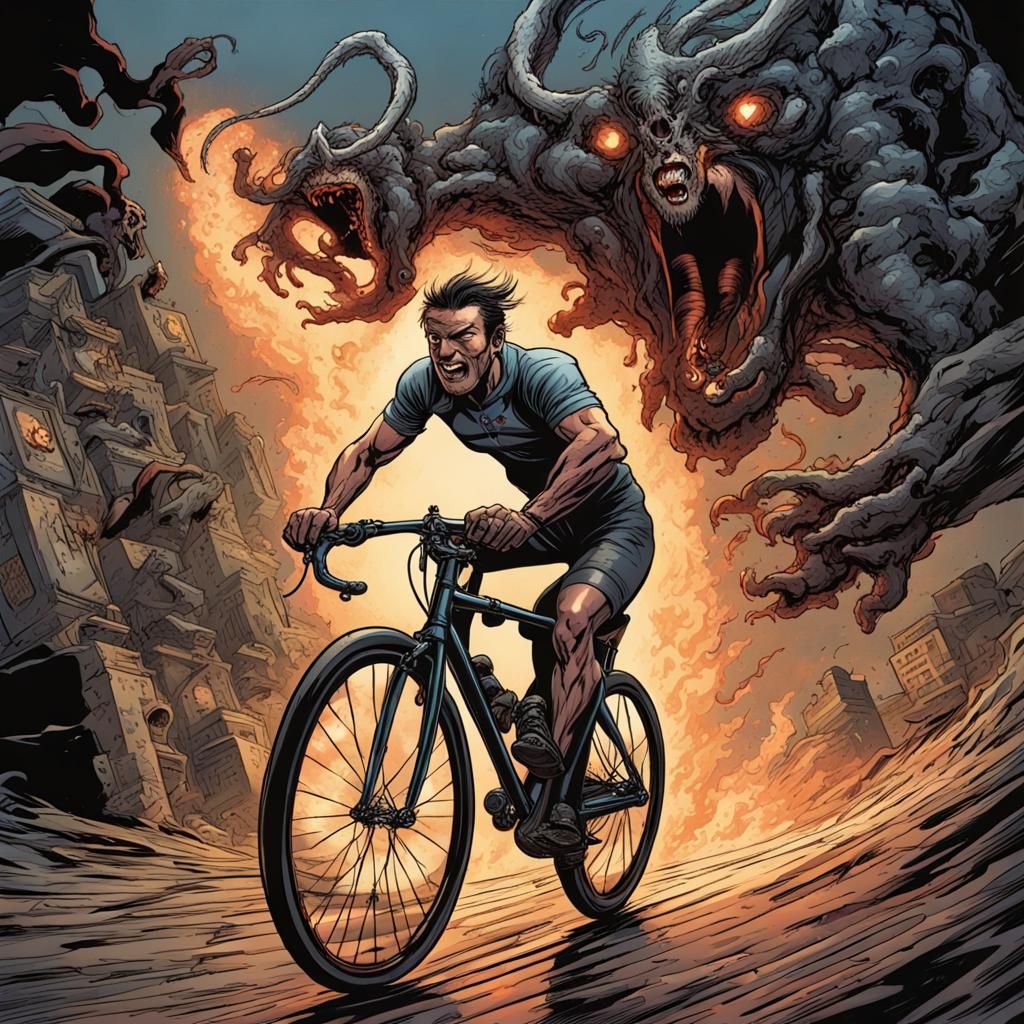 Racing bicycle, rider with 2 perfect feet and 2 perfect arms with