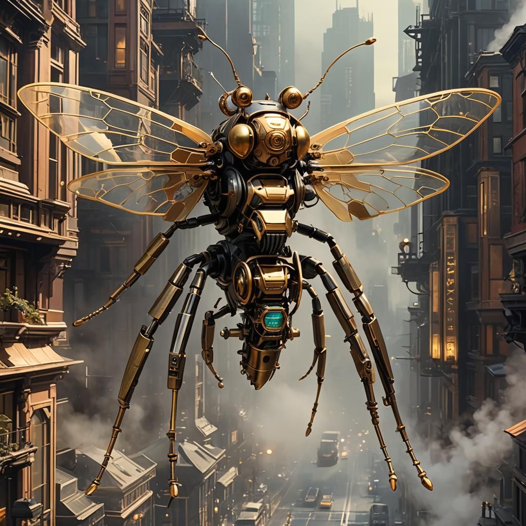 Clockwork and robot steam powered hornet