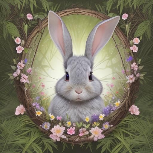 Rabbit with Flowers