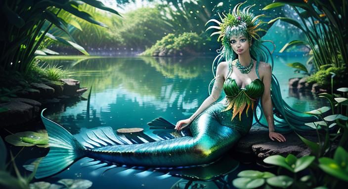 Biopunk Mermaid, Goddess , 

radiant vegetation mirrors ,

P...