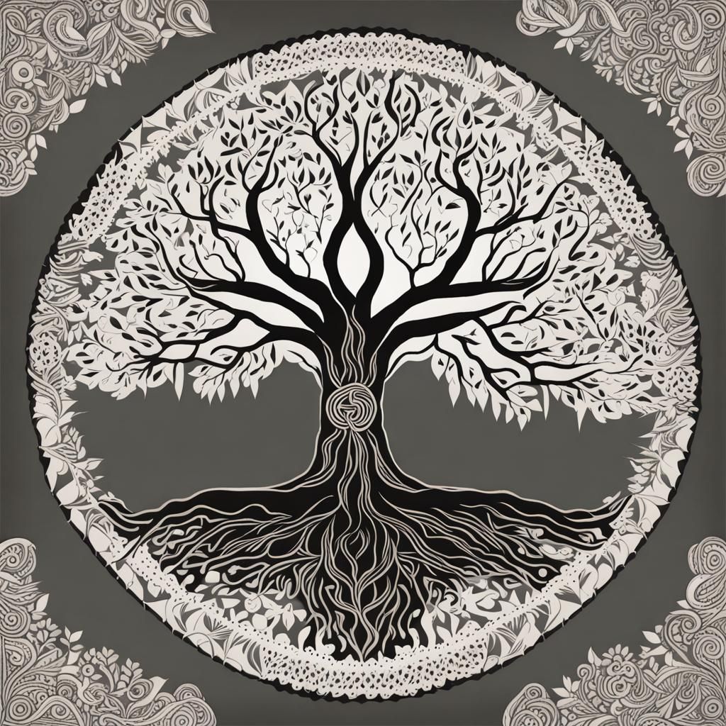 L'aube arbre de vie scandinave mandala - AI Generated Artwork ...