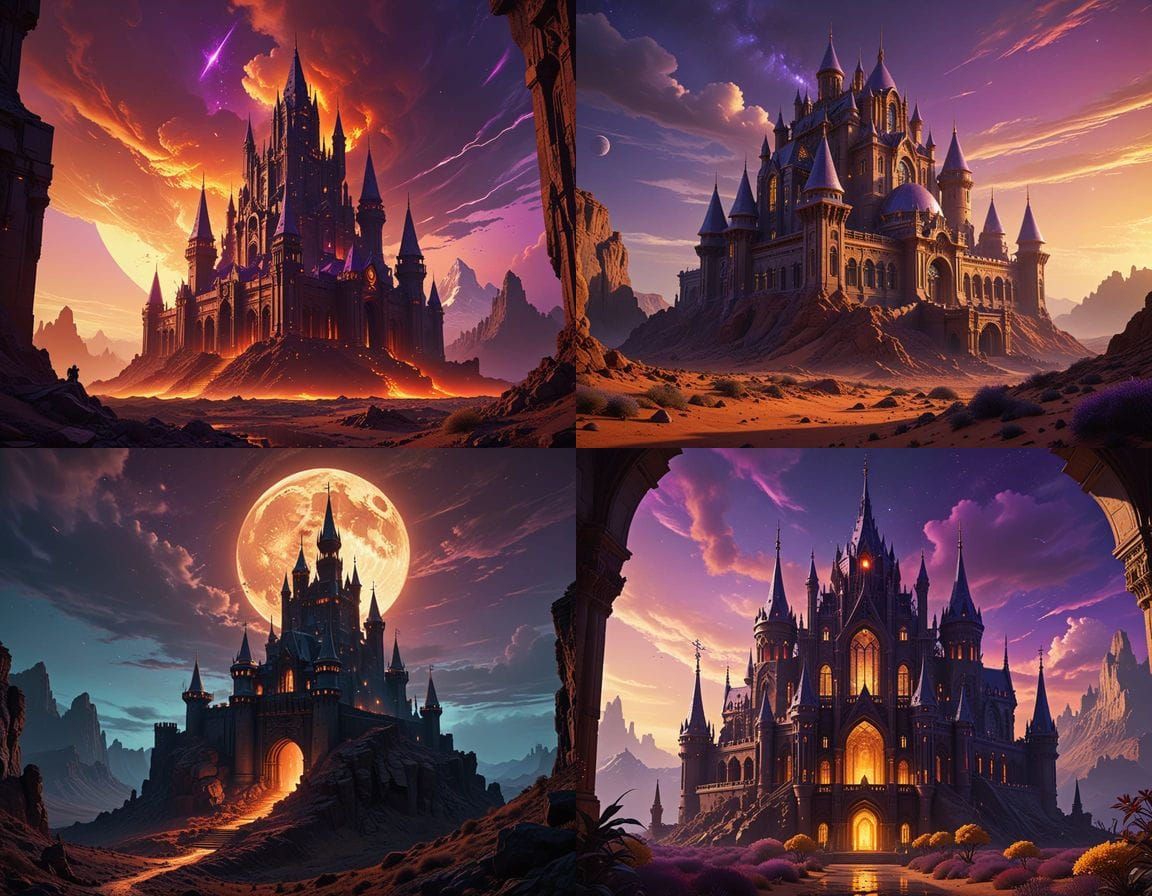 Ethereal Futuristic Castle on Mars in Vibrant Colo... - AI Art