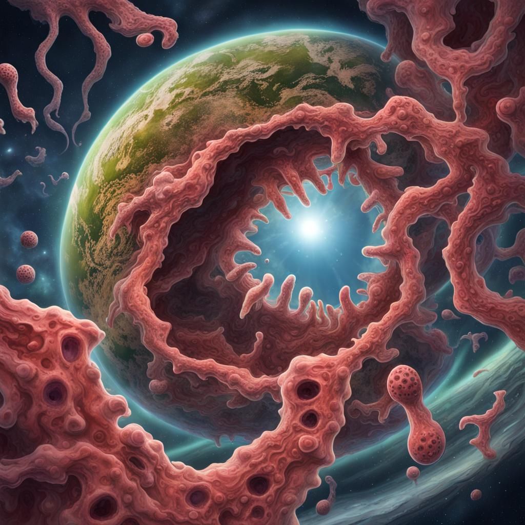 Amoeba devouring planet Earth