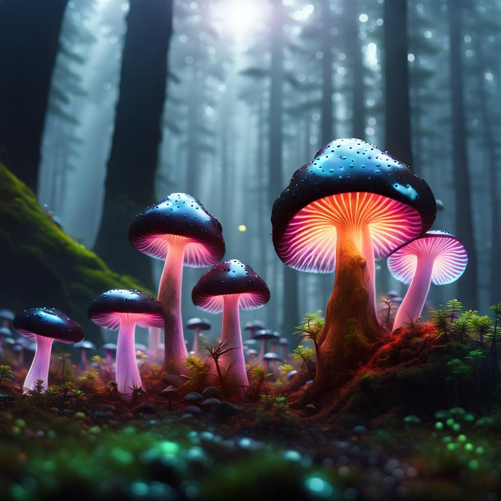 Black Mushrooms - AI Generated Artwork - NightCafe Creator