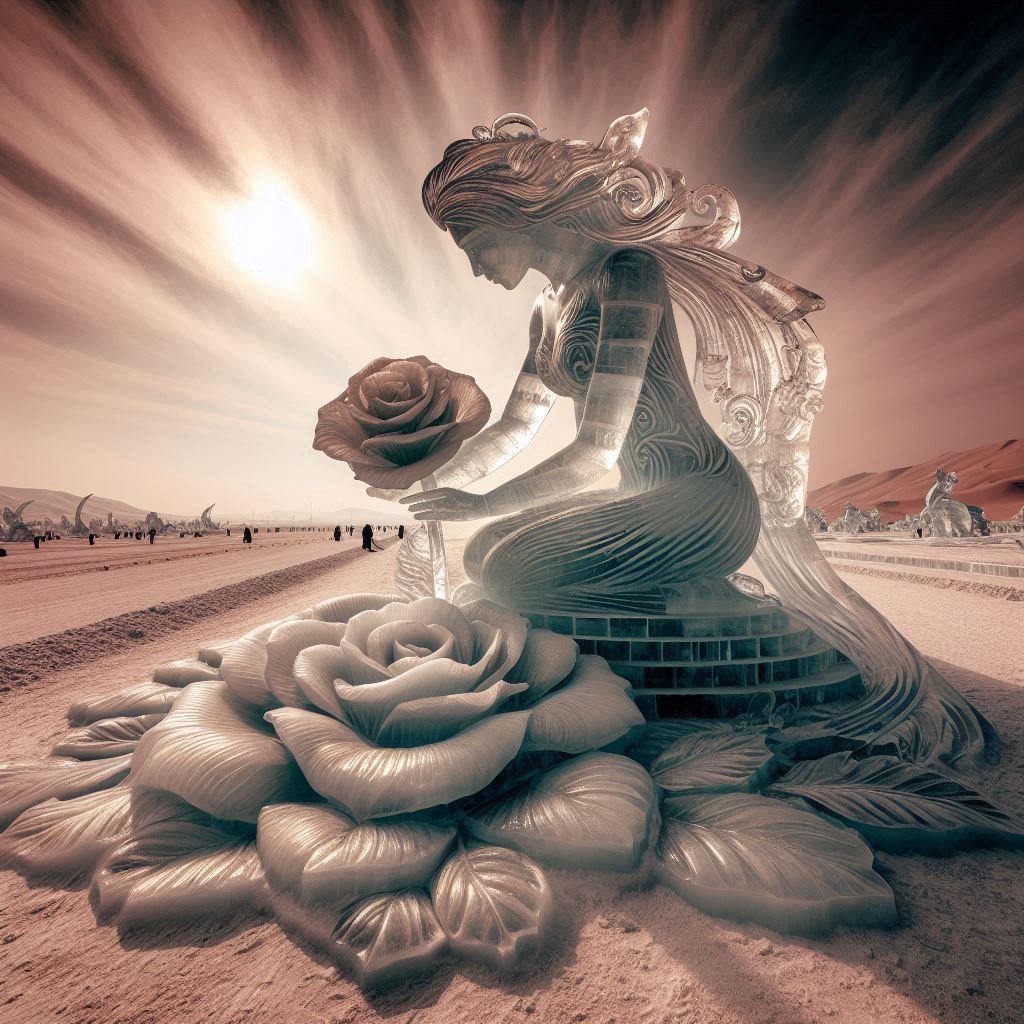 Ice sculpture rose