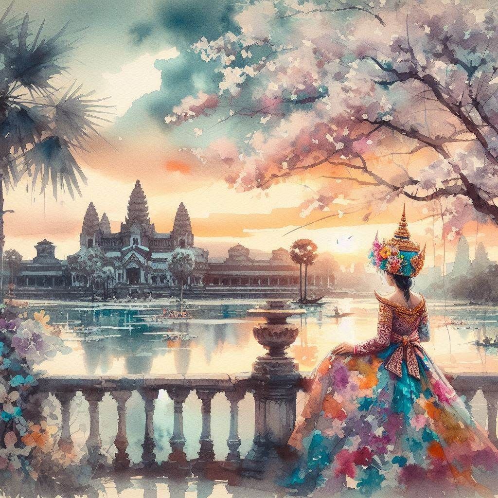 Cambodian lady in traditional Dress