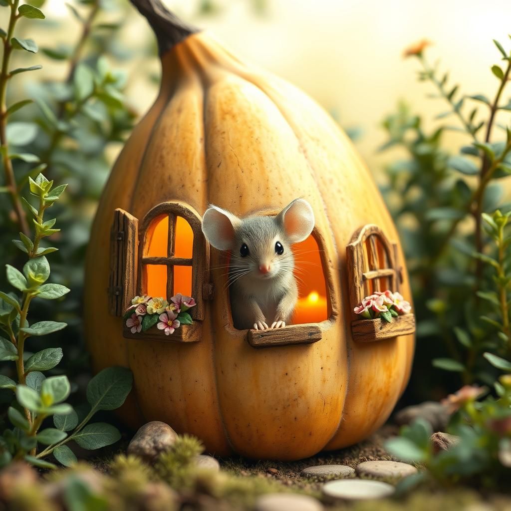 Cozy gourd mouse house  by @Isaac