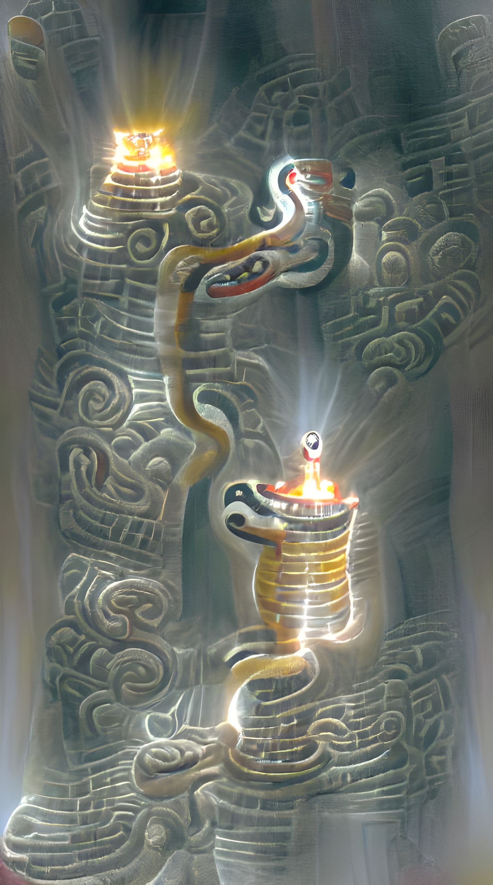 A Snake With 1000 Arms Coiled Around a Pillar of Light Proje...
