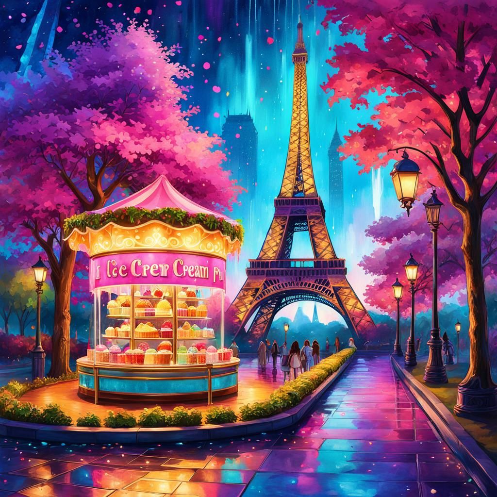 Ice cream and Eiffel Tower