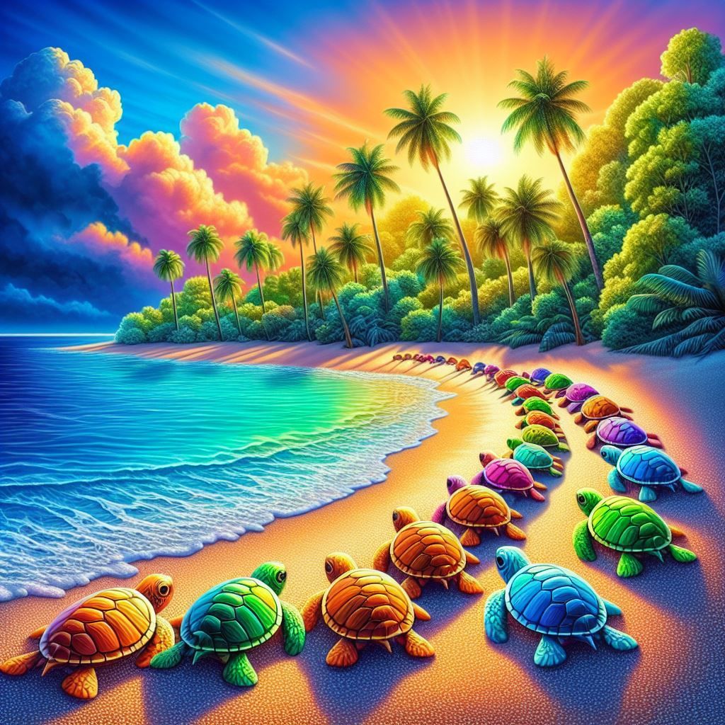 Turtles on their way to the ocean