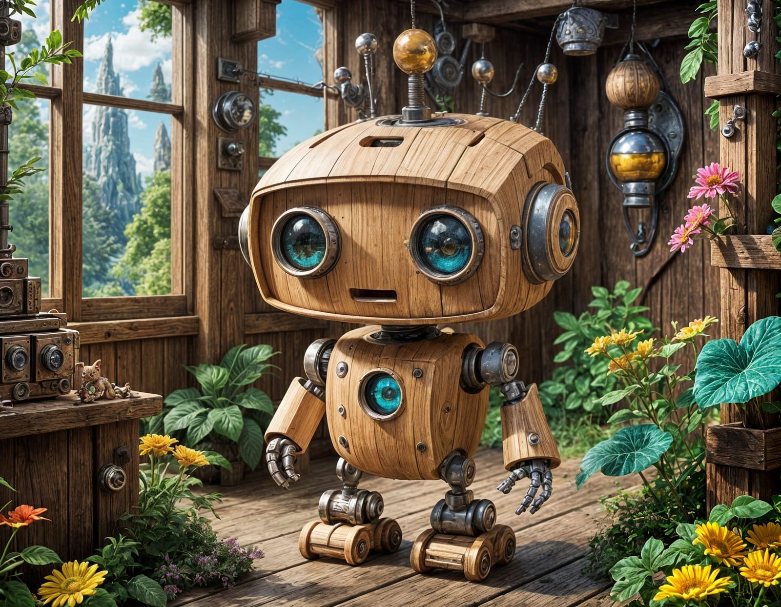 Adorable Wooden Robot  by @Charlotte