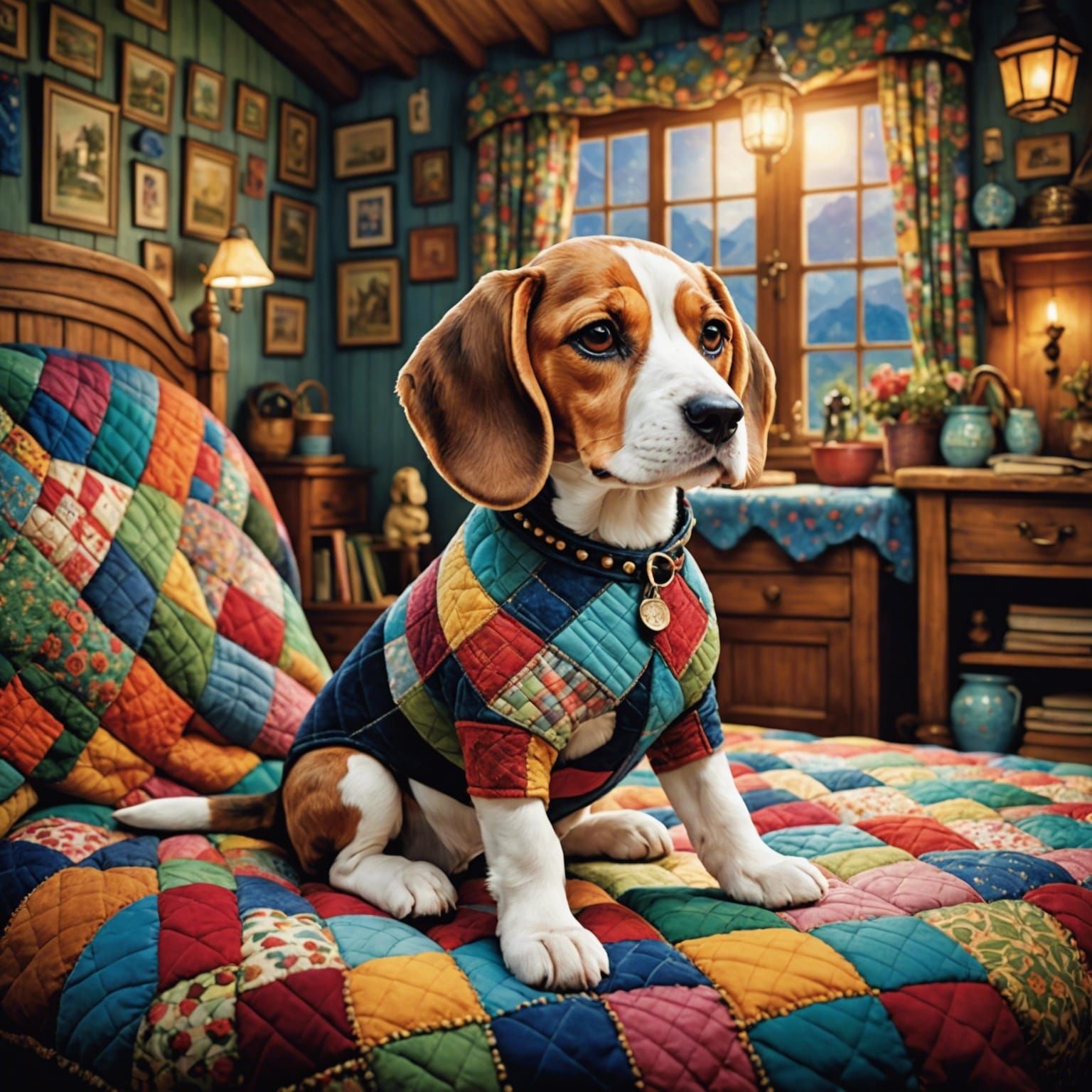 Beagle patchwork quilt and coat  by @jnatas