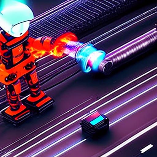 Humanoid robot with fire hose
