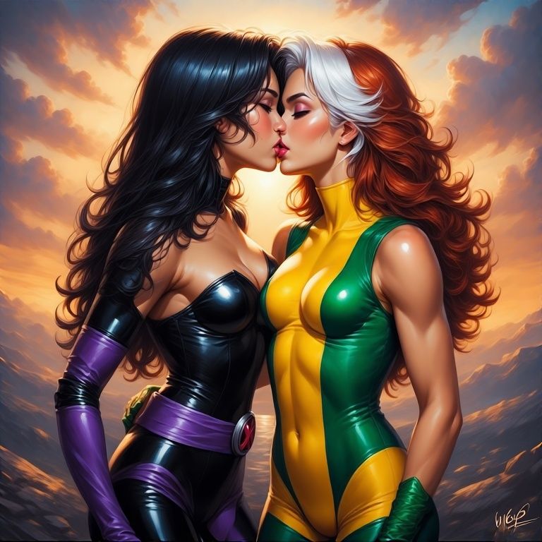 Psylocke and Rogue Intimate Moment