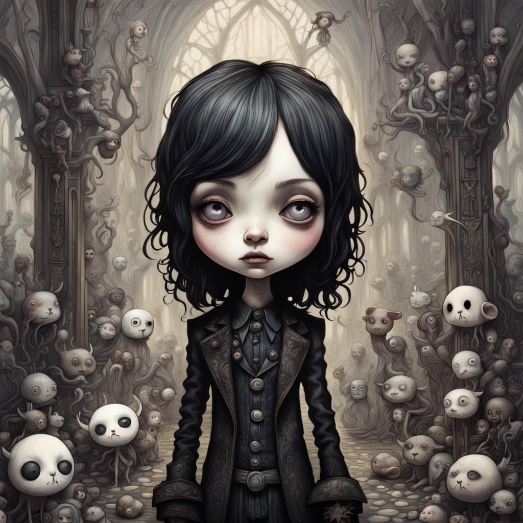 High Gothic tim Burton, kawaii chibi friends, by anselm kiefer, by ...